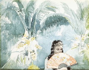 Spansk pige med vifte, 1885 af Winslow Homer