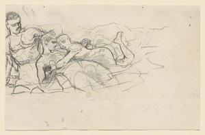 Stående mand, der ser mod to druknende figurer (studie til Understrøm) af Winslow Homer