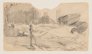 Undersøgelse for "Ouananiche Fishing," Lake St. John af Winslow Homer