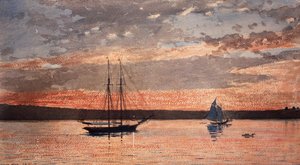 Solnedgang ved Gloucester af Winslow Homer