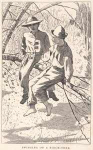Swinging on a Birch-Tree, fra Our Young Folks, juni 1867 af Winslow Homer