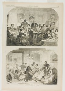 Thanksgiving Day - middagen og Thanksgiving Day - dansen af Winslow Homer