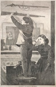 Thanksgiving Day - Hanging up the Musket, 1865. af Winslow Homer