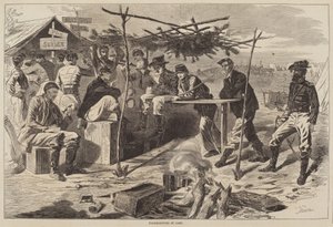 Thanksgiving in Camp, udgivet 1862. af Winslow Homer