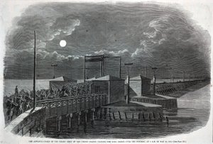 The Advance Guard of the Grand Army of the United States krydser Long Bridge over Potomac kl. 2 om morgenen den 24. maj 1861, fra Harper