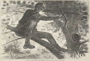 The Army of the Potomac--A Sharp-Shooter on Picket Duty, 15. november 1862 (trægravering) af Winslow Homer