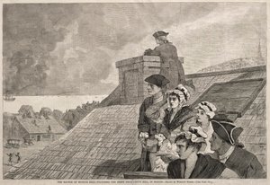 Slaget ved Bunker Hill - Se kampen fra Copps Hill i Boston, 1875. af Winslow Homer