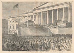 Indsættelsen af Abraham Lincoln som præsident for USA, ved Capitol, Washington, 4. marts 1861; fra Harper af Winslow Homer