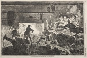 Vinterkvarter i lejren – Indvendigt i en hytte af Winslow Homer