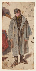Ung soldat, skitse af en soldat, der giver vand til en såret ledsager af Winslow Homer