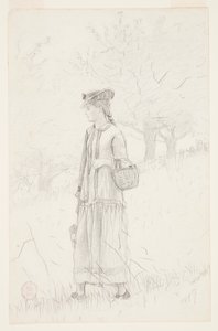 Ung kvinde, der bærer en kurv af Winslow Homer