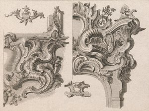 Forslag til udsmykning af nederste højre og øverste højre på en alterramme..., trykt ca. 1750-56. af Wolffgang Christoph Mayr
