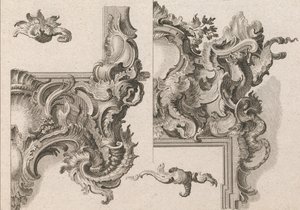 Forslag til udsmykning af nederste højre og øverste højre på en alterramme..., trykt ca. 1750-56. af Wolffgang Christoph Mayr