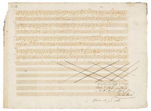 Autograf musikmanuskript, To tyske salmer, K.343 af Wolfgang Amadeus Mozart