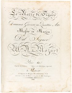 Omslag til partituret Figaros ægteskab legende drama i fire akter, mellem 1806 og 1810. af Wolfgang Amadeus Mozart
