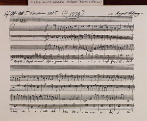 Nodeside til Querite primum regnum dei af Mozart for at opnå titlen på Accademia Filarmonico, korrigeret version af fader Martini (1770) af Wolfgang Amadeus Mozart