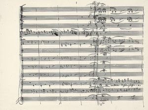 Wolfgang Amadeus Mozart (1756-1791) østrigsk komponist. Autograf på slutningen af ​​ildmusikken og begyndelsen på duetten Paminas og Taminos (Vi gik gluten gennem ild) fra Tryllefløjten. 1791 af Wolfgang Amadeus Mozart