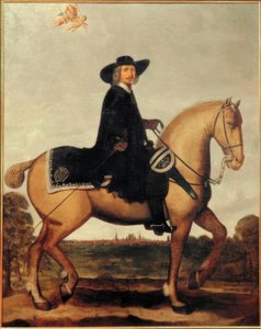 Christoph Bernhard von Galen til hest foran Silhouette M