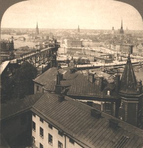 Stockholms gader fra Mosebacken, Sverige, 1905. af Works and Sun Sculpture Studios