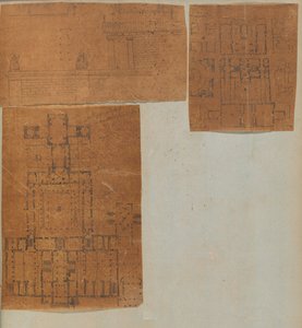 Side fra en scrapbog indeholdende tegninger og adskillige print af arkitektur, Int..., ca. 1800-1850. Skabere: Workshop af Charles Percier, Workshop af Pierre François Léonard Fontaine.