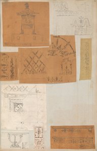 Side fra en scrapbog indeholdende tegninger og adskillige print af arkitektur, Int..., ca. 1800-1850. Skabere: Workshop af Charles Percier, Workshop af Pierre François Léonard Fontaine.