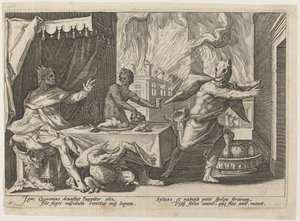 Lycaon forvandlet til en ulv af Workshop of Hendrick Goltzius, after Hendrick Goltzius
