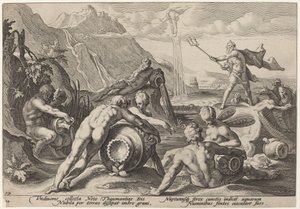 Neptun planlægger menneskets ødelæggelse af Workshop of Hendrick Goltzius, after Hendrick Goltzius