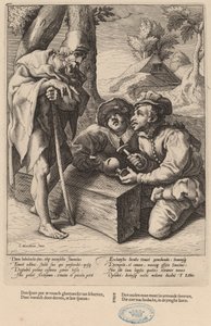 Brug ikke dine opsparinger for tidligt af Workshop of Hendrick Goltzius, after Karel van Mander I