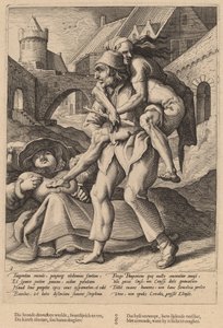 Fattigdom er lettere at bære end luksus af Workshop of Hendrick Goltzius, after Karel van Mander I
