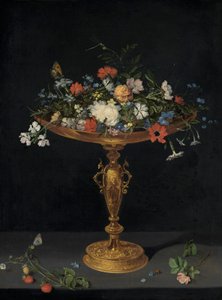 Blomster i en tazza på en afsats af Workshop of Jan Brueghel the Elder