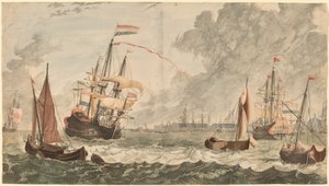 Floden IJ ved Amsterdam af Workshop of Johann Teyler after Jan van Call