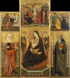 Altertavle af jomfruen, der suger barnet, Saint Clare og Saint Anthony the Abbott af Workshop of Llorenç Saragossa