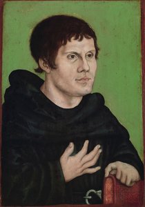 Tysk: Posthumes Bildnis Martin Luthers (1483-1546) als Augustinermönch Posthumt portræt af Martin Luther som augustinermunk af workshop of Lucas Cranach the Elder