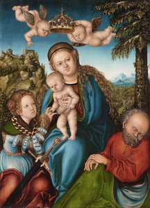 Den hellige Katarinas mystiske ægteskab af workshop of Lucas Cranach the Elder