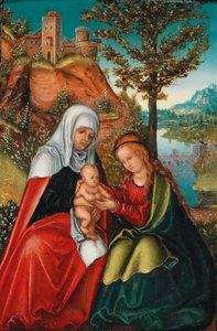 Jomfruen og barnet med Sankt Anna af workshop of Lucas Cranach the Elder