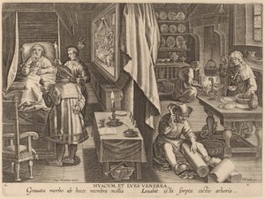 Guaiacum og venerisk infektion af Workshop of Philip Galle after Jan van der Straet