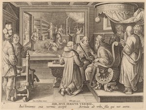 Ser, Sive Sericus Vermis (silke eller silkeorm) af Workshop of Philip Galle after Jan van der Straet