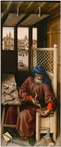 Annunciation Alternativ(e) titel(r):   Mérode-altertavle
Højre panel: Sankt Josef som tømrer af Workshop of Robert Campin