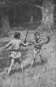 Robin Hood og Guy of Guisborne (litho)