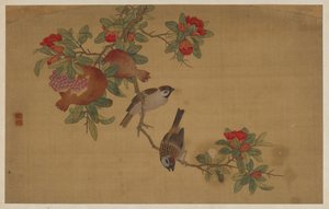 Fugle, frugter og blomster, Qing-dynastiet, 1741.