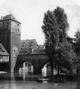 Henkersteg The Hangmans Bridge, Nürnberg, Bayern, Tyskland, ca. 1900-tallet.