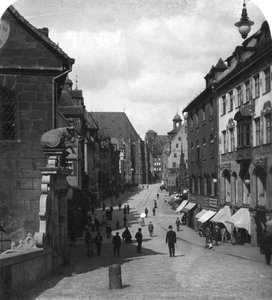 Fleischbrucke Meat Bridge, Nürnberg, Tyskland, omkring 1900-tallet.
