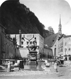 Pferdeschwemme-hestebrønden, Salzburg, Østrig, ca. 1900-tallet.