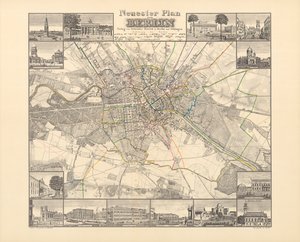 Historisk kort over Berlin, udgivet af Verlag von Gebrueder Rocca, Berlin 1838