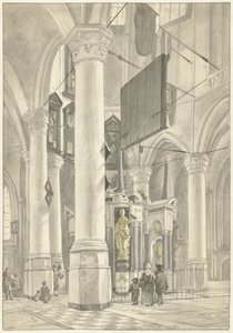 Udsigt i Nieuwe Kerk i Delft med gravmonumentet for William af Orange