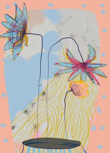 Abstrakte pastelfarvede blomster