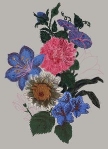 Livlig blomsterillustration af XHOZUCAN