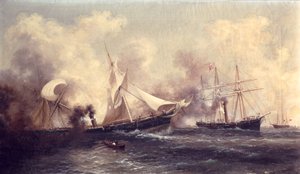 U.S.S. Kearsarge synker Alabama af Xanthus Russell Smith