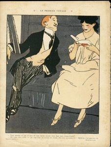 Illustration af Xavier Gose (1876-1915) i Le Lire, 27/08/10 - The First Journey - Jernbanetog, Herremode, Adultere
