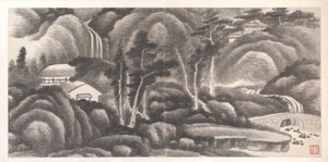 Landscapes of the Twelve Months, ca. 1685 (album med tolv maleriblade; blæk på papir) af Xian Gong